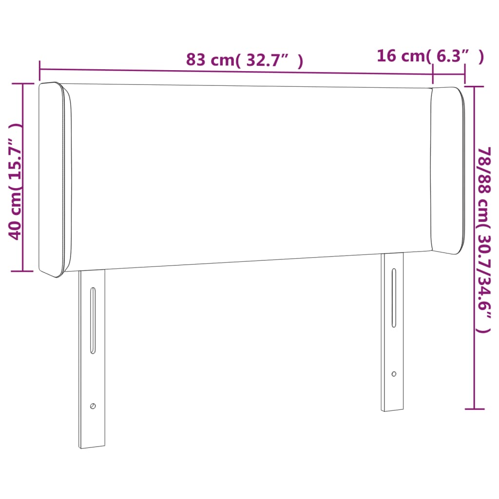 vidaXL Zagłówek do łóżka z LED, czarny, 83x16x78/88 cm, aksamit