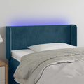 vidaXL Zagłówek do łóżka z LED, ciemnoniebieski 83x16x78/88cm, aksamit