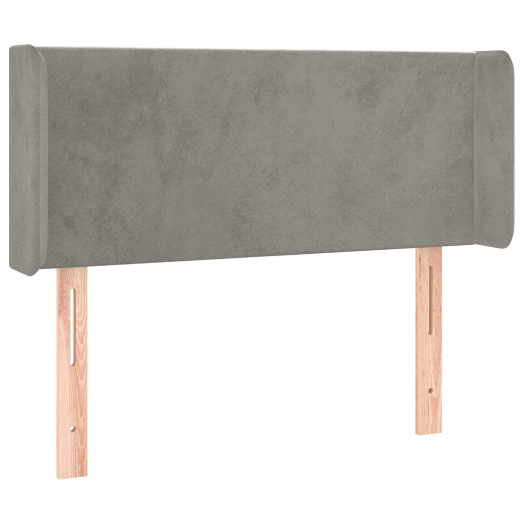vidaXL Zagłówek do łóżka z LED, jasnoszary, 93x16x78/88 cm, aksamit
