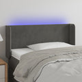 vidaXL Zagłówek do łóżka z LED, ciemnoszary, 93x16x78/88 cm, aksamit