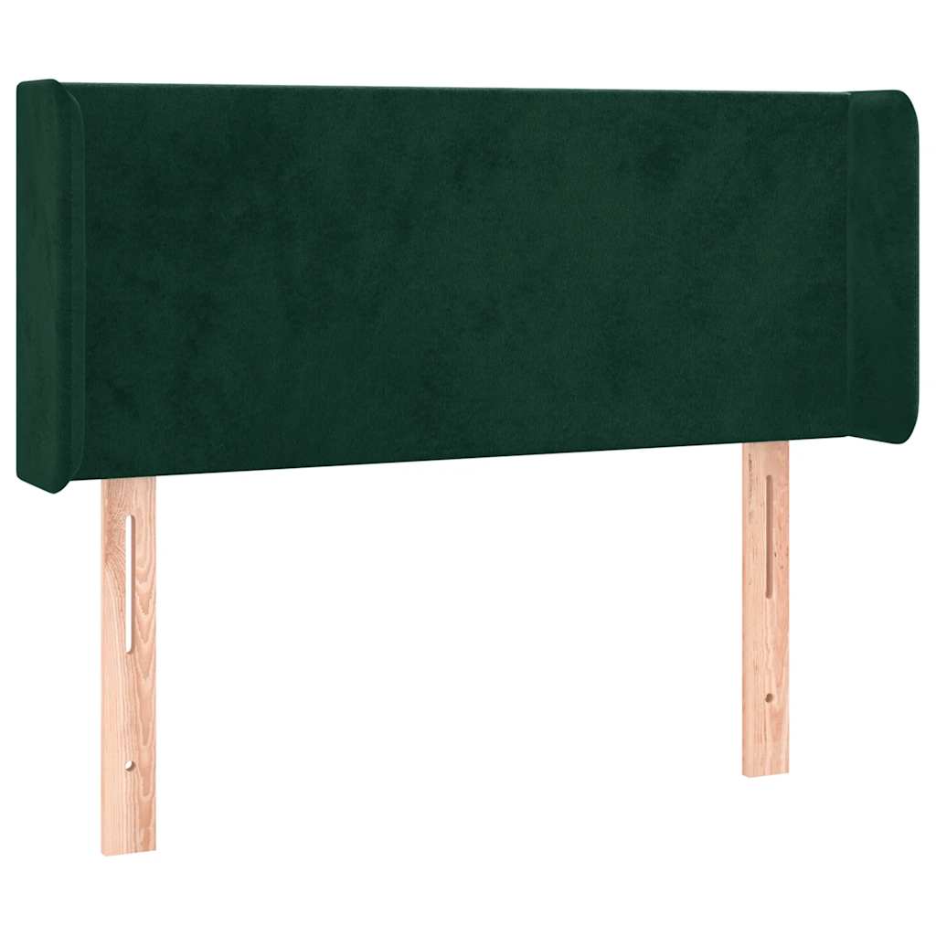 vidaXL Zagłówek do łóżka z LED, ciemnozielony, 93x16x78/88 cm, aksamit