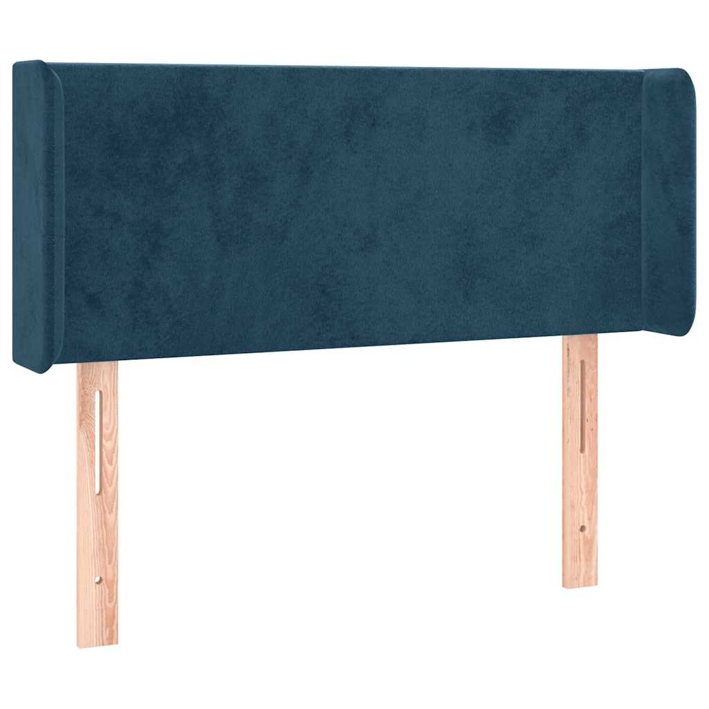 vidaXL Zagłówek do łóżka z LED, ciemnoniebieski 93x16x78/88cm, aksamit