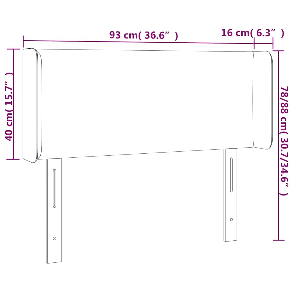 vidaXL Zagłówek do łóżka z LED, ciemnoniebieski 93x16x78/88cm, aksamit