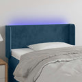 vidaXL Zagłówek do łóżka z LED, ciemnoniebieski 93x16x78/88cm, aksamit