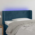 vidaXL Zagłówek do łóżka z LED ciemnoniebieski 103x16x78/88 cm aksamit