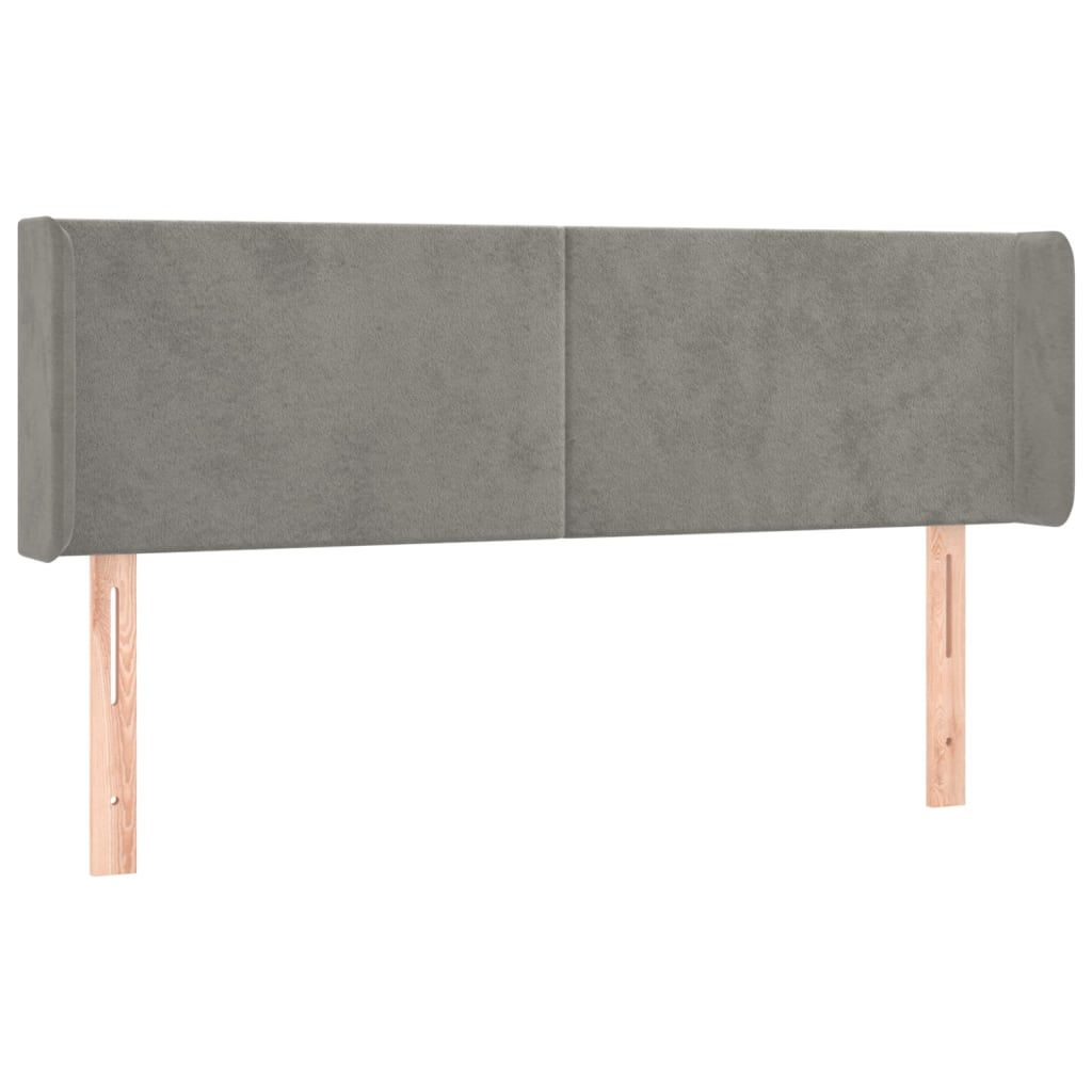 vidaXL Zagłówek do łóżka z LED, jasnoszary, 147x16x78/88 cm, aksamit