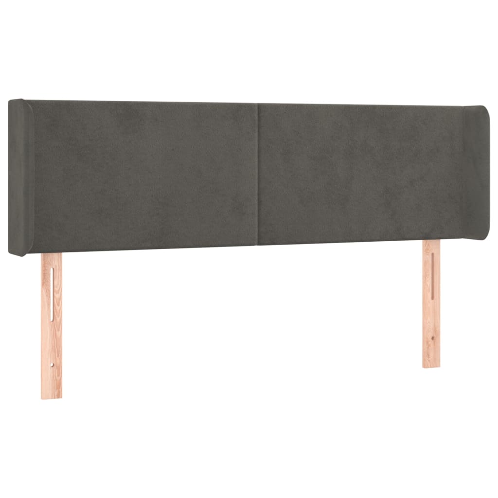 vidaXL Zagłówek do łóżka z LED, ciemnoszary, 147x16x78/88 cm, aksamit