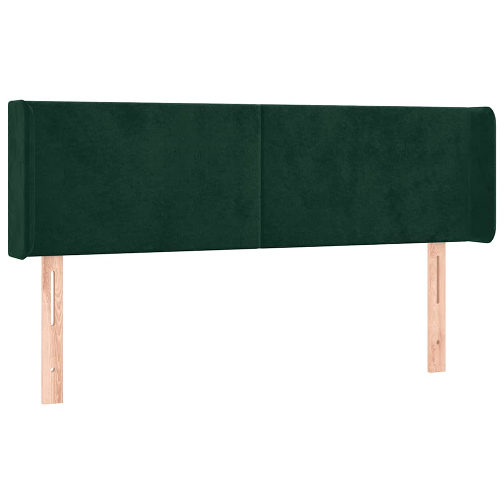 vidaXL Zagłówek do łóżka z LED, ciemnozielony, 147x16x78/88cm, aksamit
