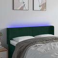 vidaXL Zagłówek do łóżka z LED, ciemnozielony, 147x16x78/88cm, aksamit