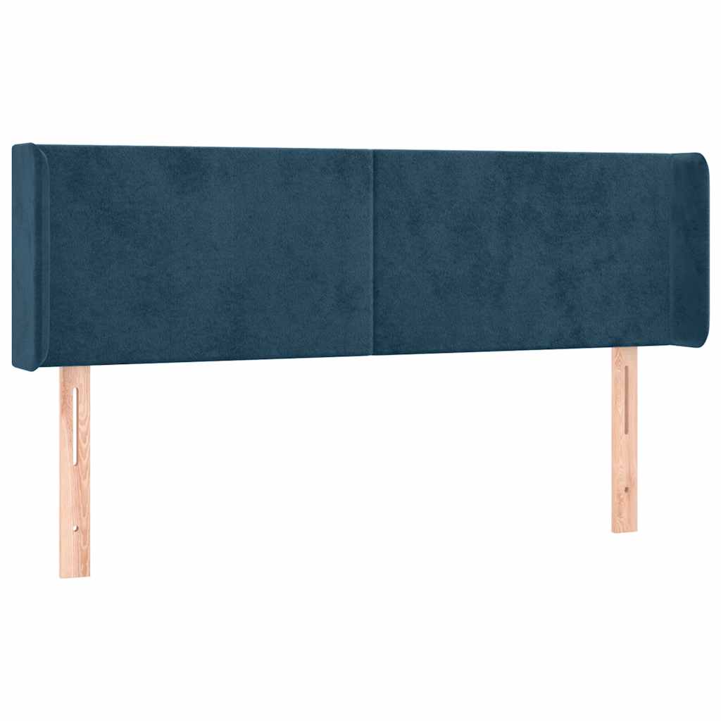 vidaXL Zagłówek do łóżka z LED ciemnoniebieski 147x16x78/88 cm aksamit