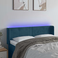 vidaXL Zagłówek do łóżka z LED ciemnoniebieski 147x16x78/88 cm aksamit