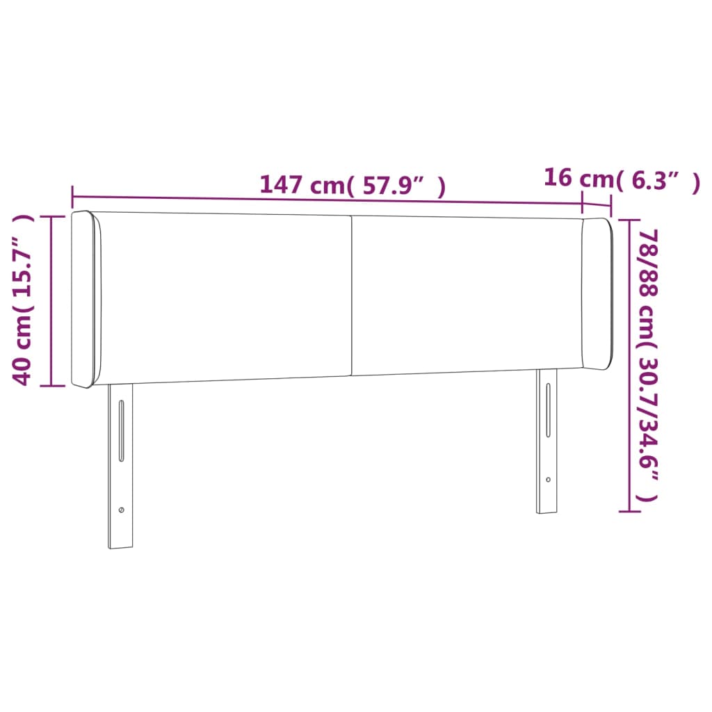 vidaXL Zagłówek do łóżka z LED, różowy, 147x16x78/88 cm, aksamit