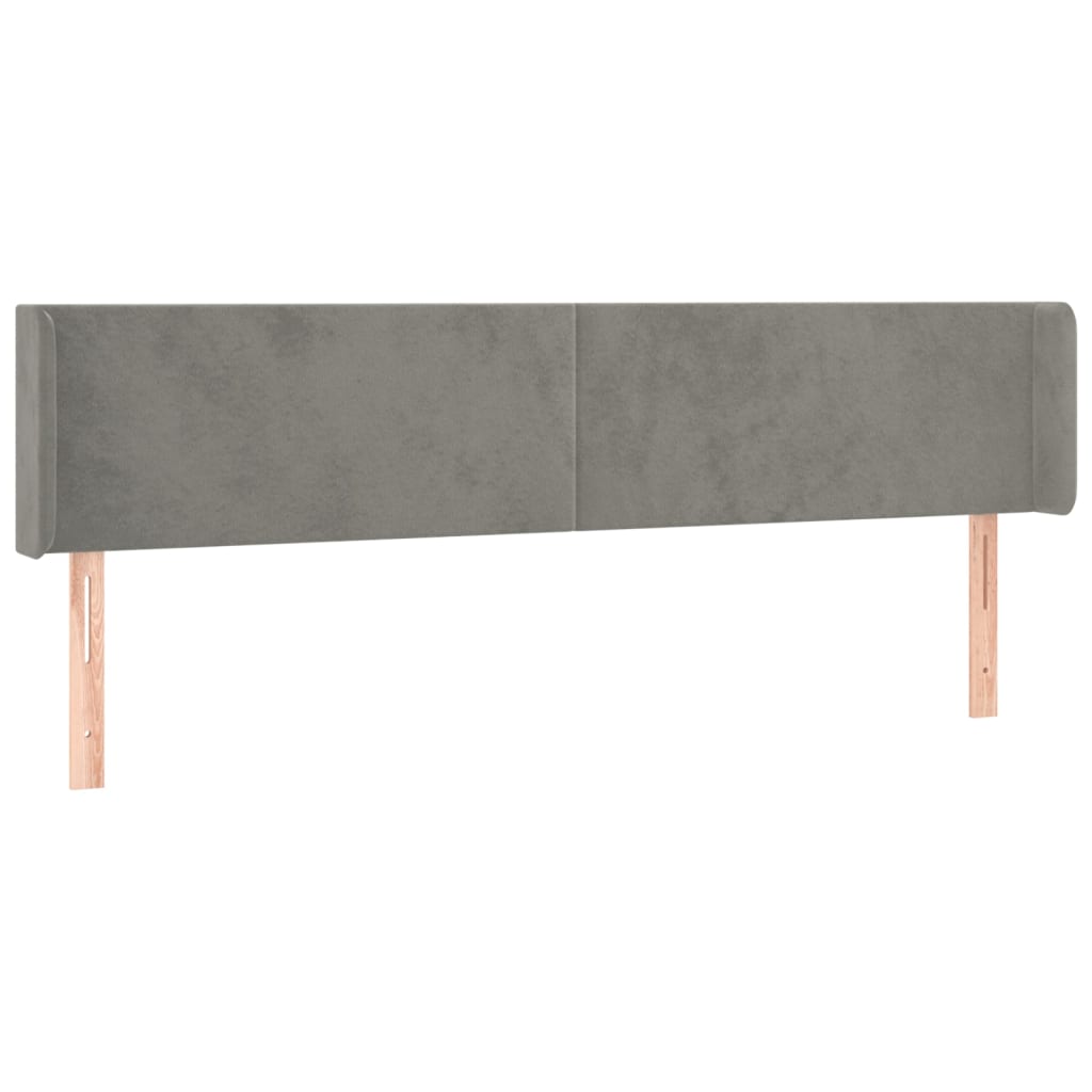 vidaXL Zagłówek do łóżka z LED, jasnoszary, 163x16x78/88 cm, aksamit