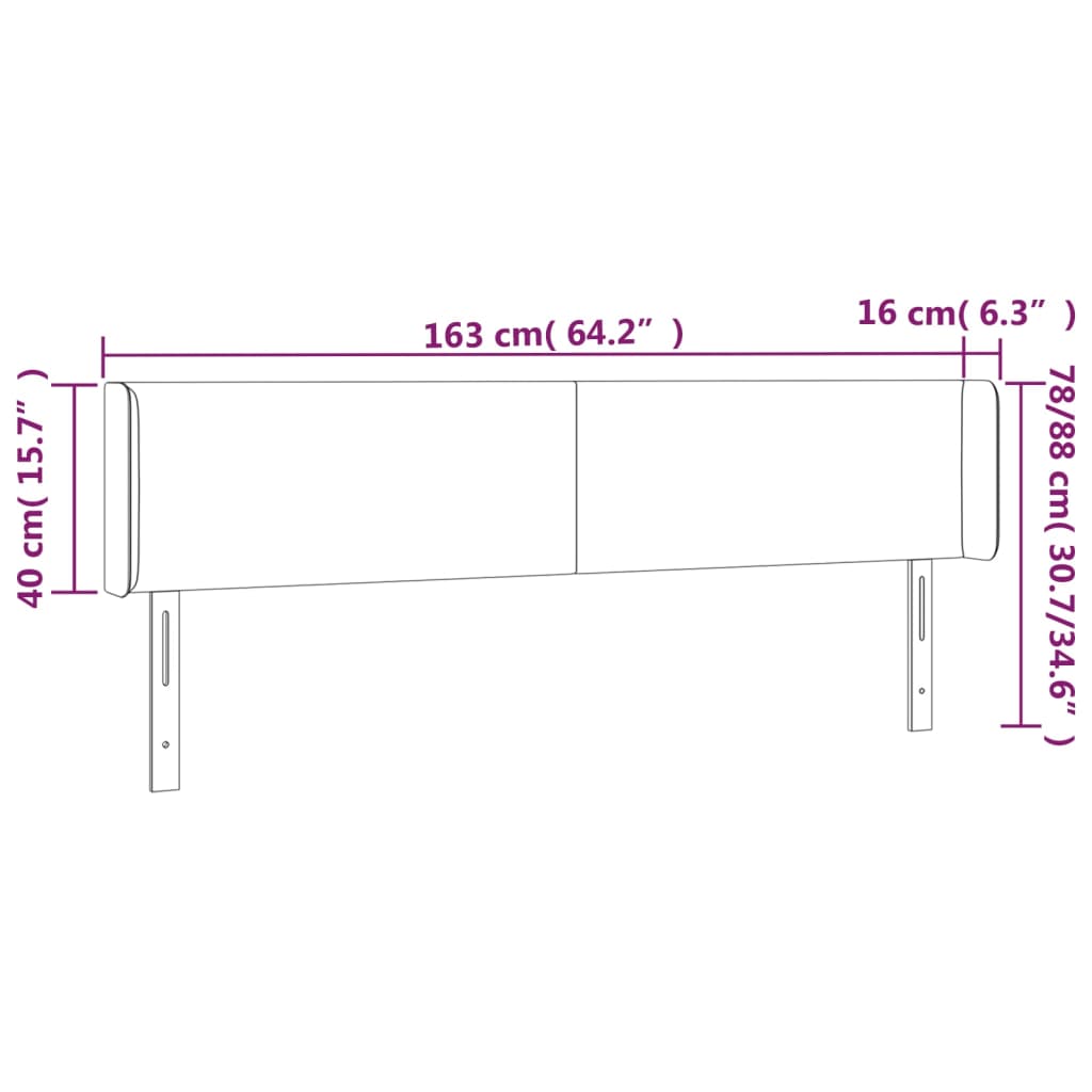 vidaXL Zagłówek do łóżka z LED, jasnoszary, 163x16x78/88 cm, aksamit