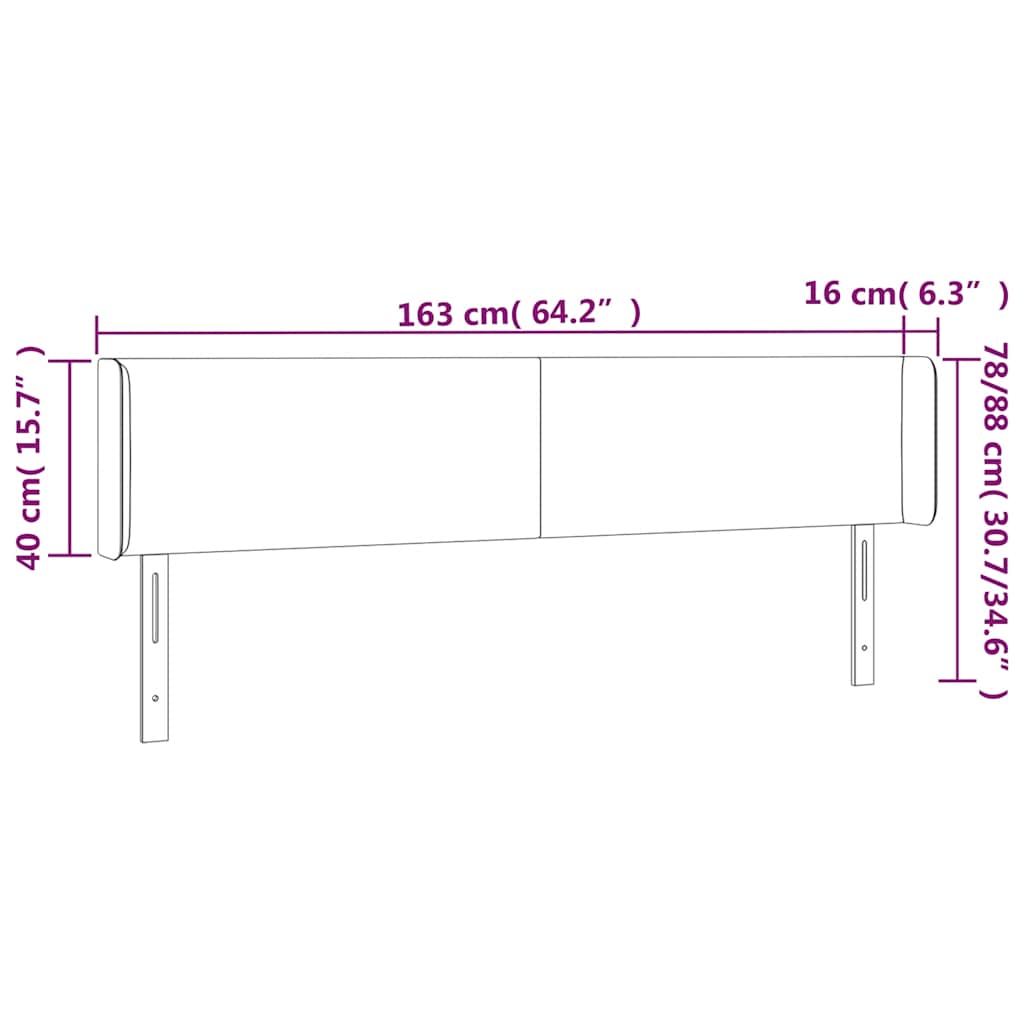 vidaXL Zagłówek do łóżka z LED, ciemnozielony, 163x16x78/88cm, aksamit
