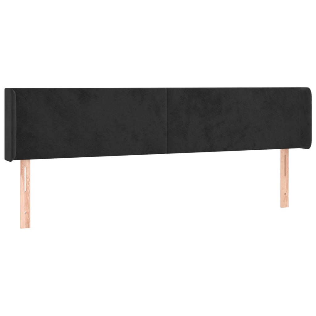 vidaXL Zagłówek do łóżka z LED, czarny, 183x16x78/88 cm, aksamit