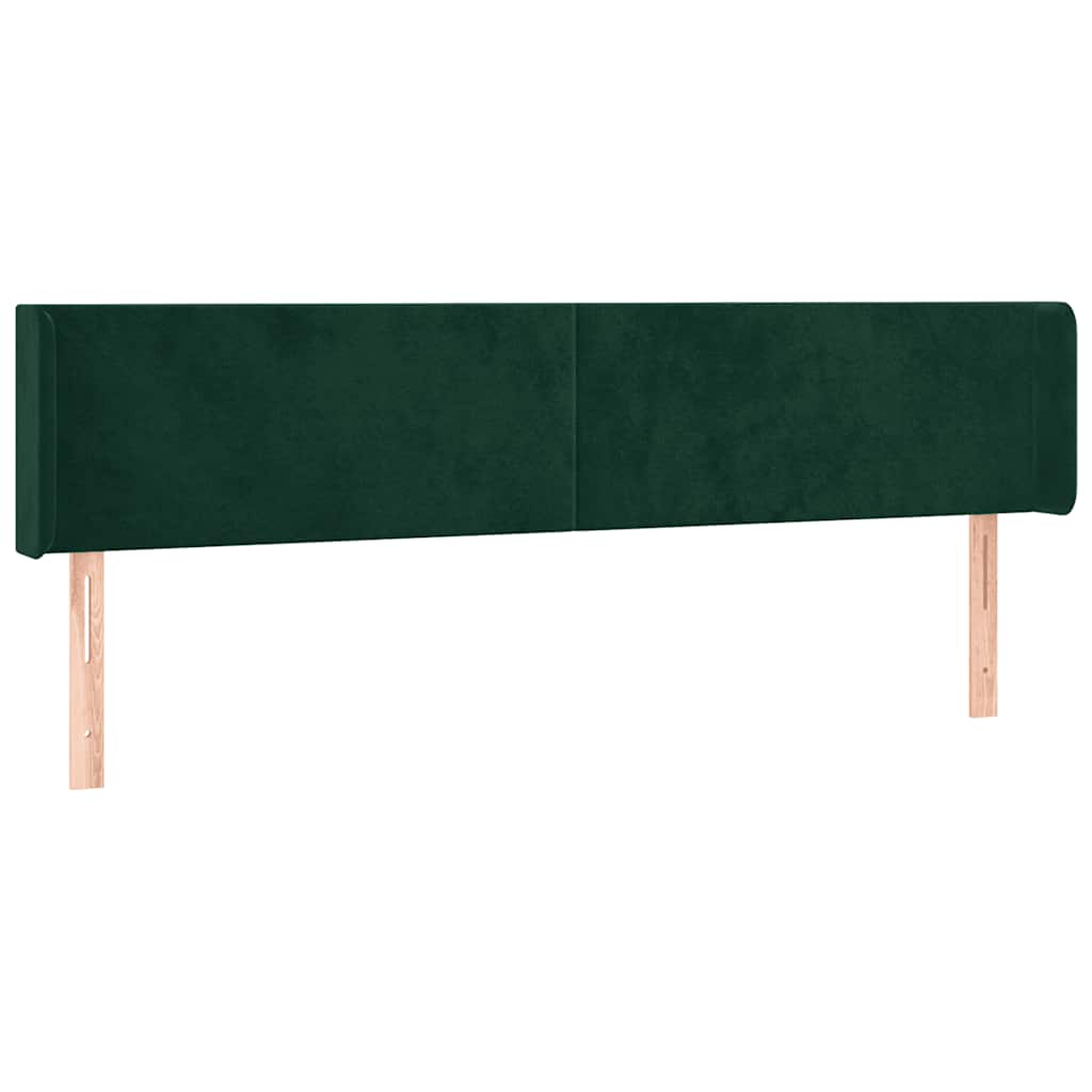 vidaXL Zagłówek do łóżka z LED, ciemnozielony, 183x16x78/88cm, aksamit