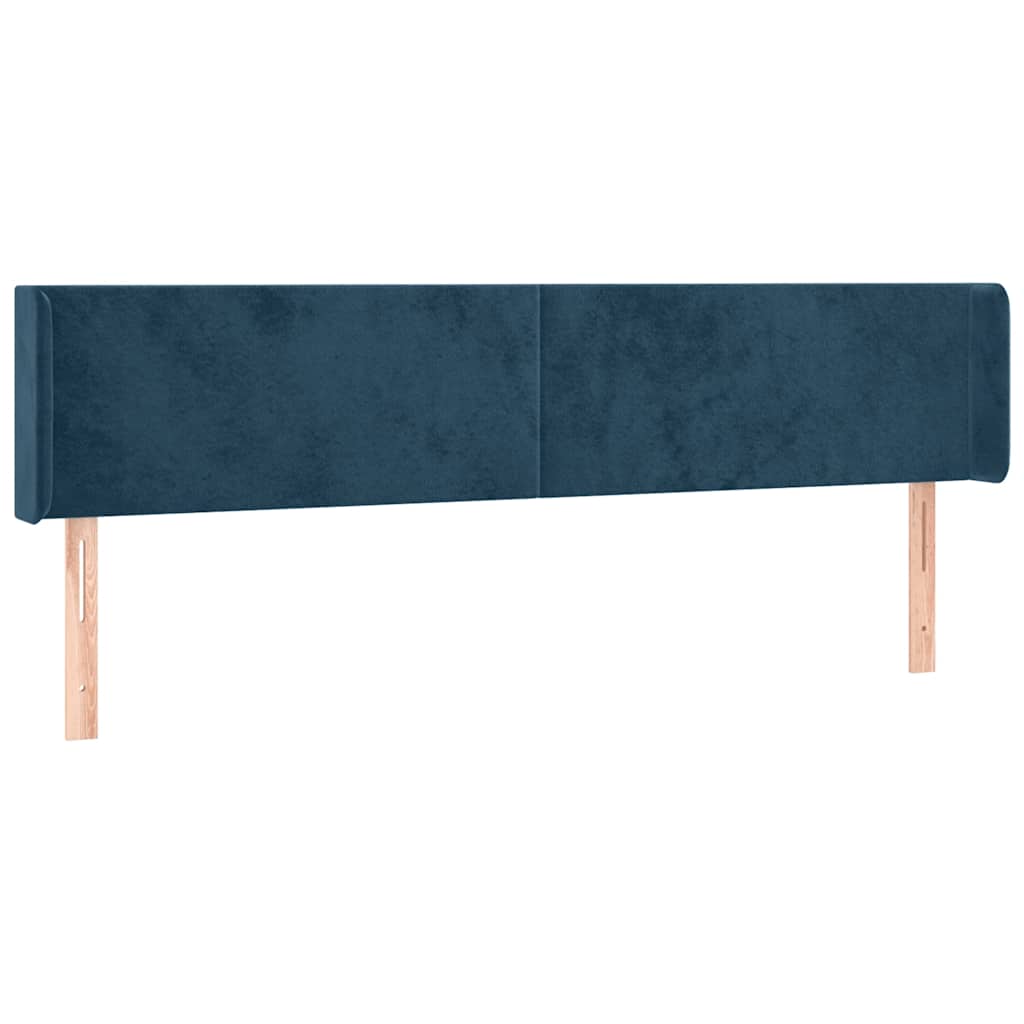 vidaXL Zagłówek do łóżka z LED ciemnoniebieski 183x16x78/88 cm aksamit