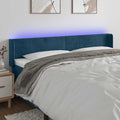 vidaXL Zagłówek do łóżka z LED ciemnoniebieski 183x16x78/88 cm aksamit