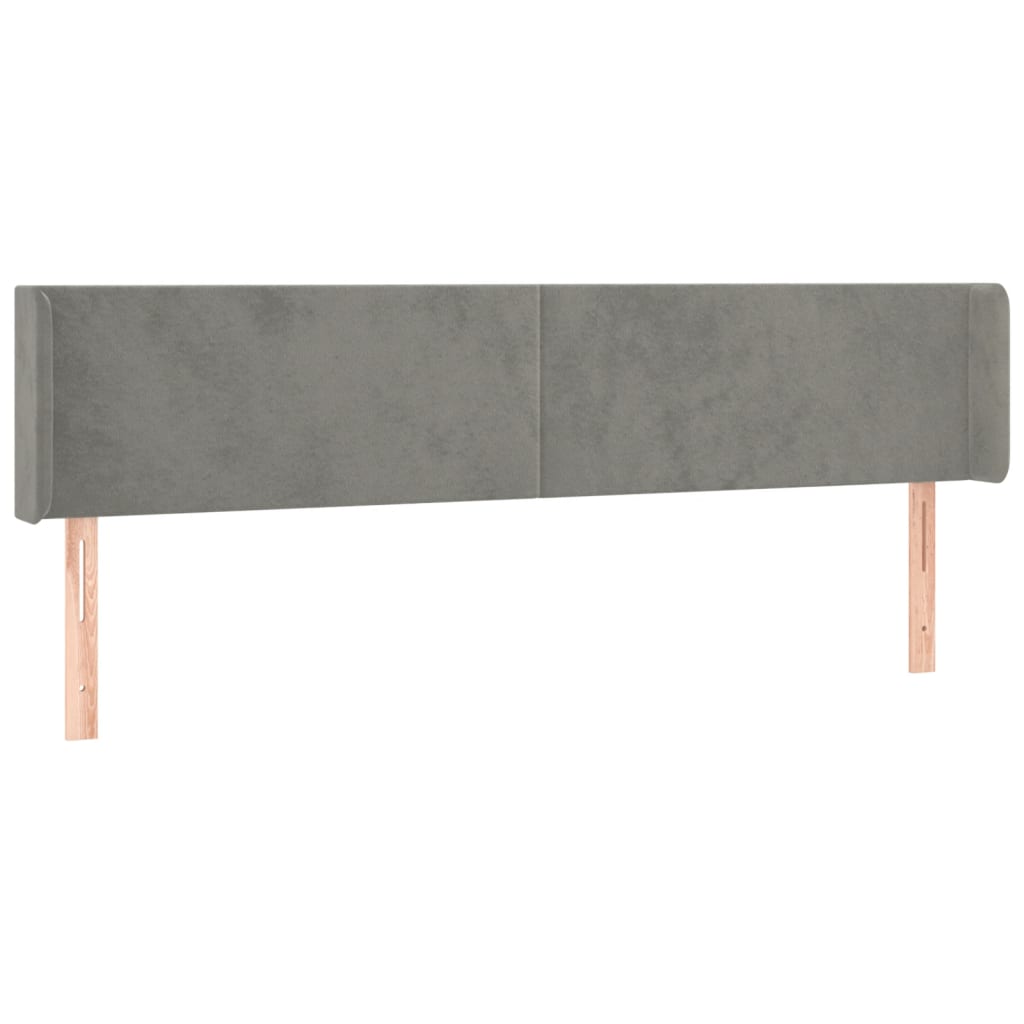 vidaXL Zagłówek do łóżka z LED, jasnoszary, 203x16x78/88 cm, aksamit