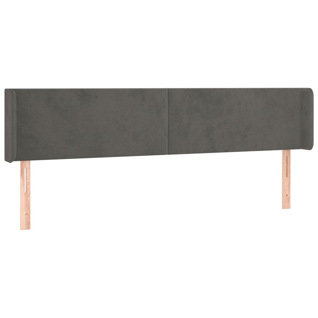vidaXL Zagłówek do łóżka z LED, ciemnoszary, 203x16x78/88 cm, aksamit
