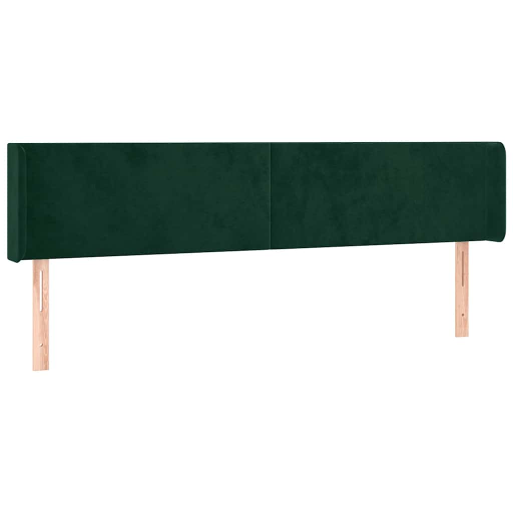 vidaXL Zagłówek do łóżka z LED, ciemnozielony, 203x16x78/88cm, aksamit