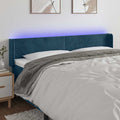 vidaXL Zagłówek do łóżka z LED ciemnoniebieski 203x16x78/88 cm aksamit
