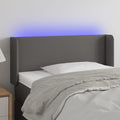 vidaXL Zagłówek do łóżka z LED, szary, 93x16x78/88 cm, sztuczna skóra