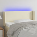 vidaXL Zagłówek do łóżka z LED, kremowy, 103x16x78/88cm sztuczna skóra