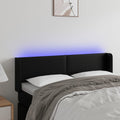 vidaXL Zagłówek do łóżka z LED, czarny, 147x16x78/88cm, sztuczna skóra
