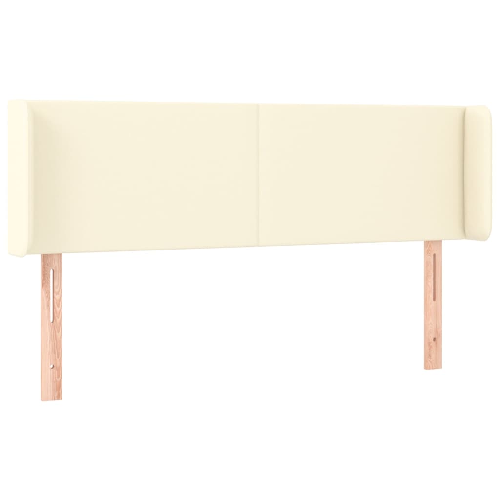 vidaXL Zagłówek do łóżka z LED, kremowy, 147x16x78/88cm sztuczna skóra