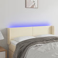 vidaXL Zagłówek do łóżka z LED, kremowy, 147x16x78/88cm sztuczna skóra