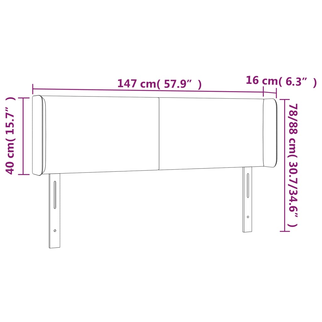 vidaXL Zagłówek do łóżka z LED, cappuccino, 147x16x78/88 cm, ekoskóra
