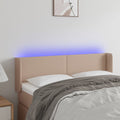 vidaXL Zagłówek do łóżka z LED, cappuccino, 147x16x78/88 cm, ekoskóra