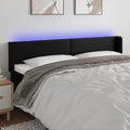 vidaXL Zagłówek do łóżka z LED, czarny, 163x16x78/88cm, sztuczna skóra