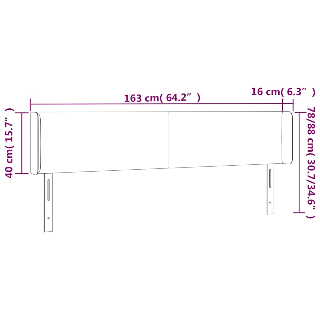vidaXL Zagłówek do łóżka z LED, cappuccino, 163x16x78/88 cm, ekoskóra