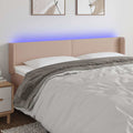 vidaXL Zagłówek do łóżka z LED, cappuccino, 163x16x78/88 cm, ekoskóra