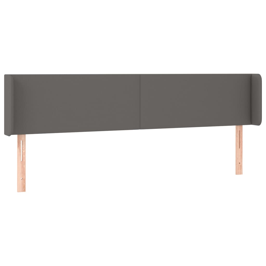 vidaXL Zagłówek do łóżka z LED, szary, 203x16x78/88 cm, sztuczna skóra
