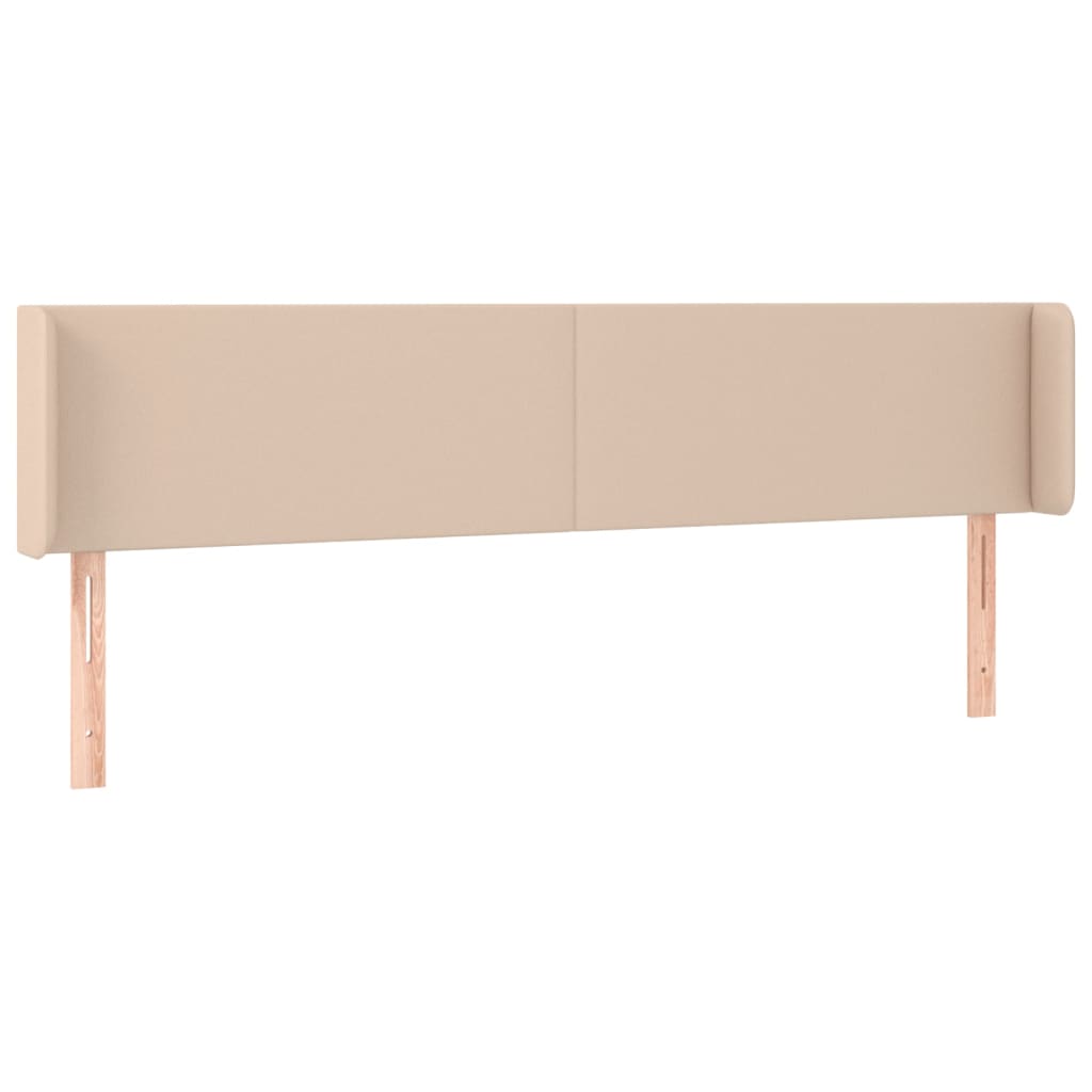 vidaXL Zagłówek do łóżka z LED, cappuccino, 203x16x78/88 cm, ekoskóra