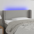 vidaXL Zagłówek do łóżka z LED, jasnoszary, 93x16x78/88 cm, tkanina
