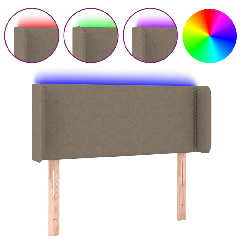 vidaXL Zagłówek do łóżka z LED, taupe, 93x16x78/88 cm, tkanina