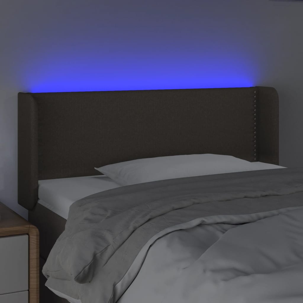 vidaXL Zagłówek do łóżka z LED, taupe, 93x16x78/88 cm, tkanina