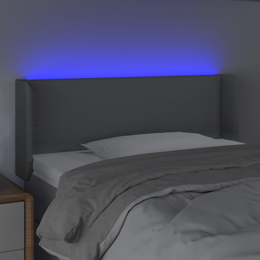 vidaXL Zagłówek do łóżka z LED, jasnoszary, 103x16x78/88 cm, tkanina