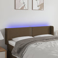 vidaXL Zagłówek do łóżka z LED, ciemnobrązowy, 147x16x78/88cm, tkanina