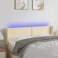 vidaXL Zagłówek do łóżka z LED, kremowy, 147x16x78/88 cm, tkanina