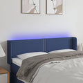vidaXL Zagłówek do łóżka z LED, niebieski, 147x16x78/88 cm, tkanina