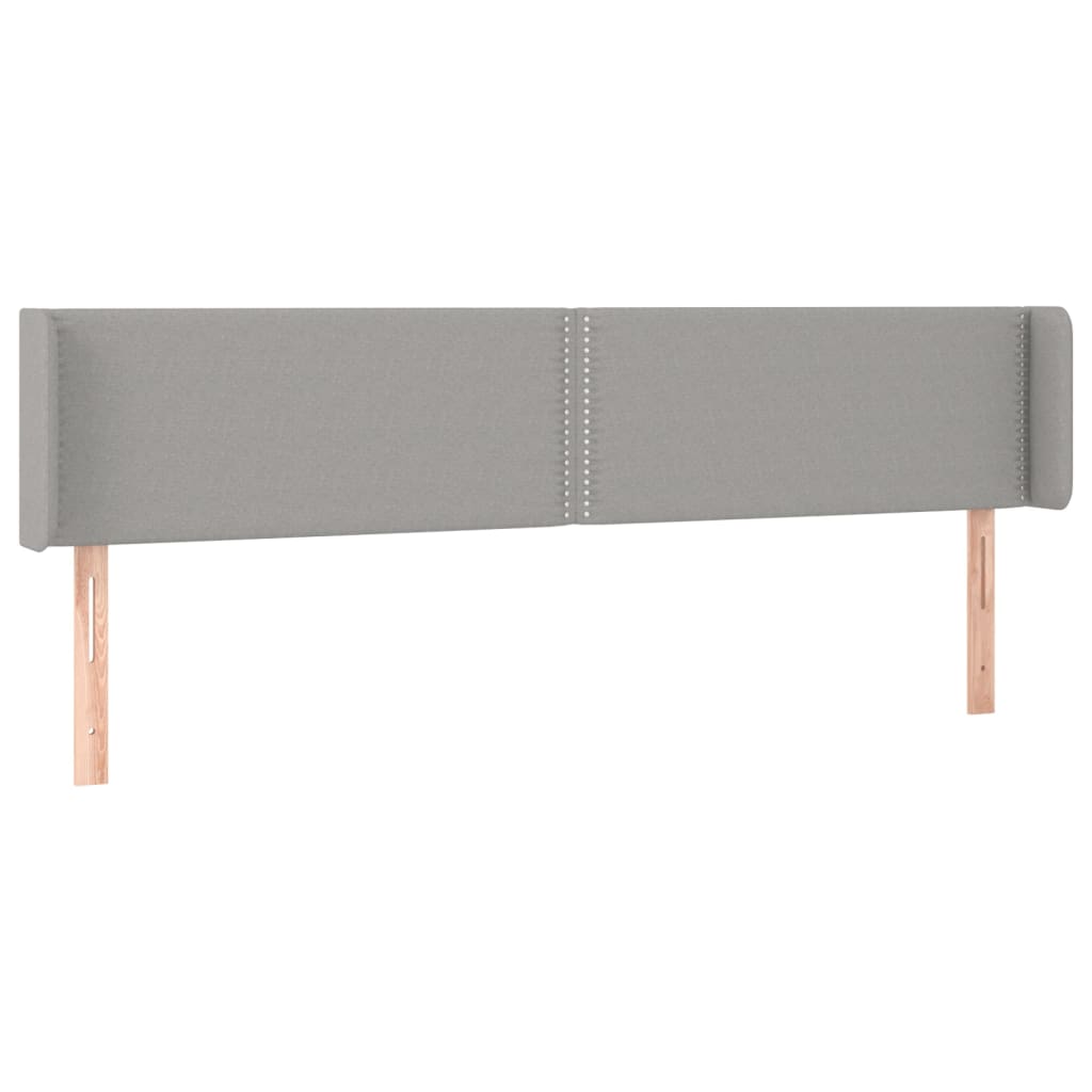 vidaXL Zagłówek do łóżka z LED, jasnoszary, 203x16x78/88 cm, tkanina