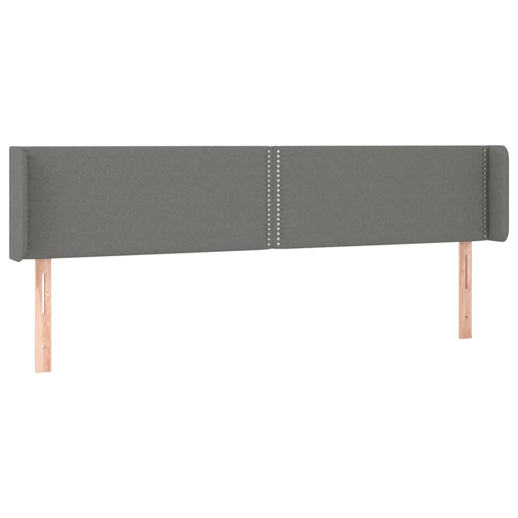 vidaXL Zagłówek do łóżka z LED, ciemnoszary, 203x16x78/88 cm, tkanina