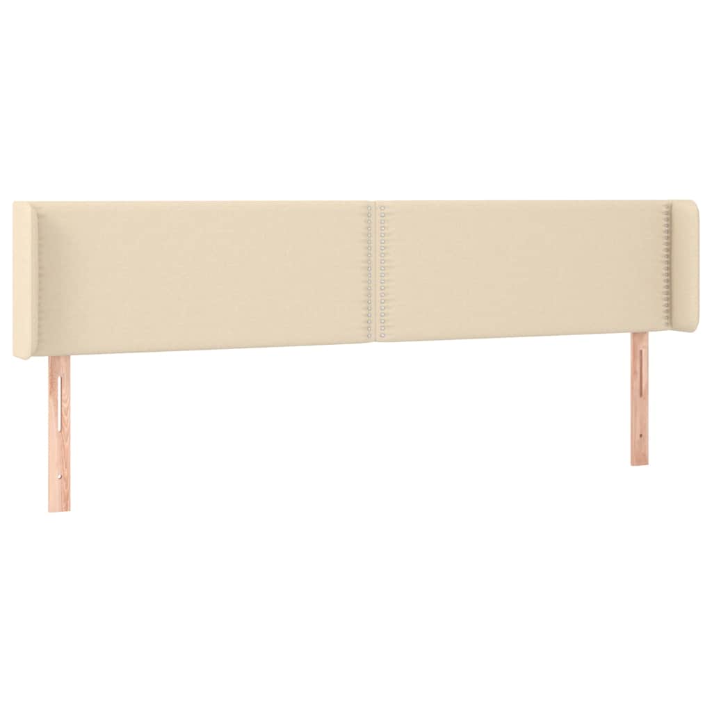 vidaXL Zagłówek do łóżka z LED, kremowy, 203x16x78/88 cm, tkanina