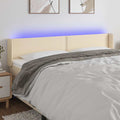 vidaXL Zagłówek do łóżka z LED, kremowy, 203x16x78/88 cm, tkanina